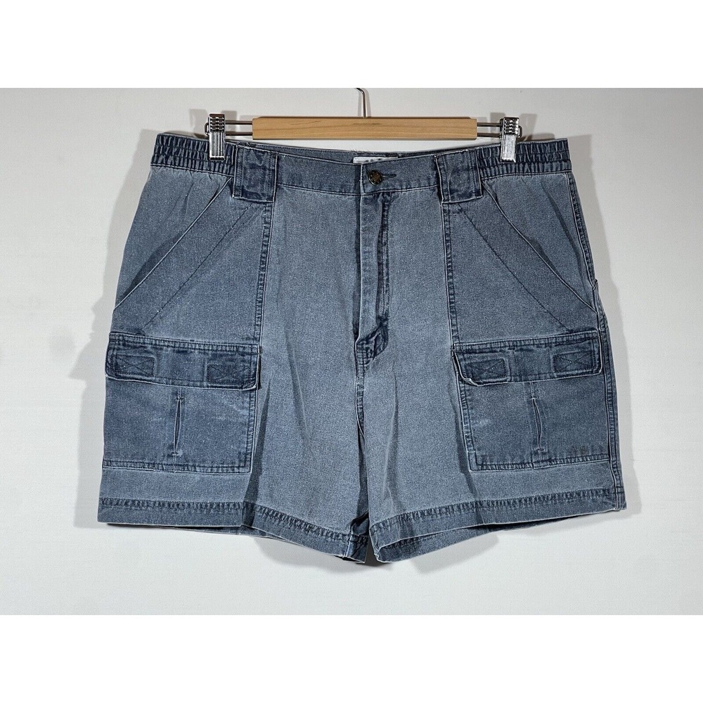 Vintage Cargo Shorts‎ Womens 14 Blue Elastic Waist Outdoor Utility Casual